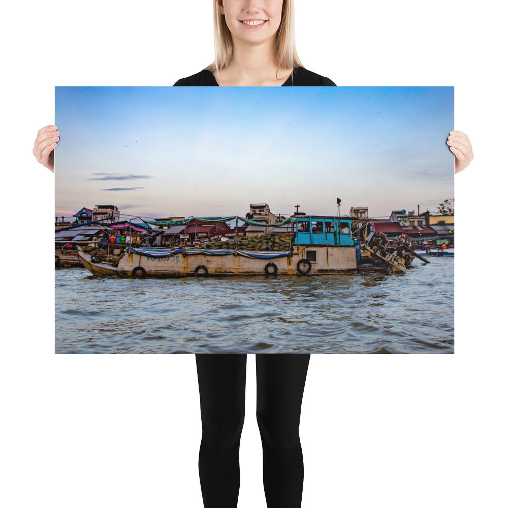 Can Tho Floating Market Poster - Captivating Vietnamese River Life and Local Culture
