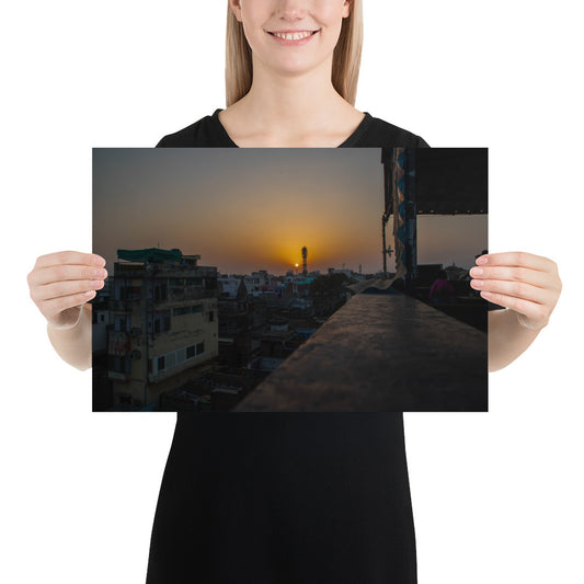 Varanasi Sunset Poster - Captivating Ganges River View in India's Ancient City