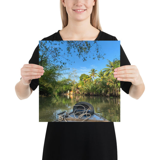 Mekong River Delta Poster - Vibrant Vietnamese Waterway Scene and Floating Markets