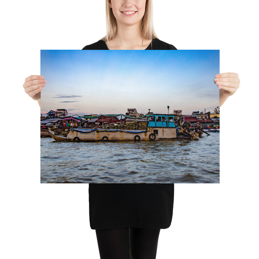 Can Tho Floating Market Poster - Captivating Vietnamese River Life and Local Culture